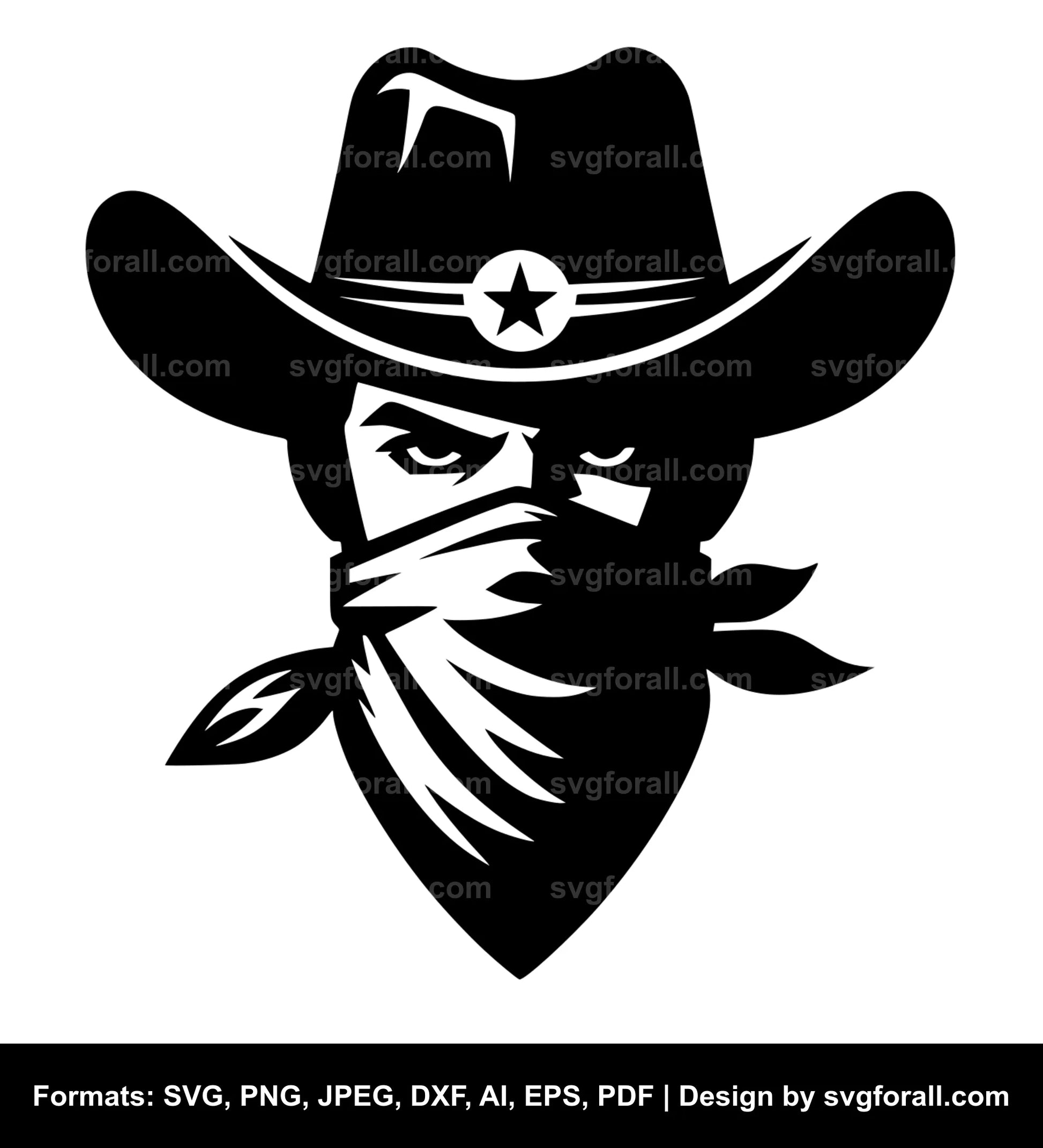 Cowboy Face Black SVG