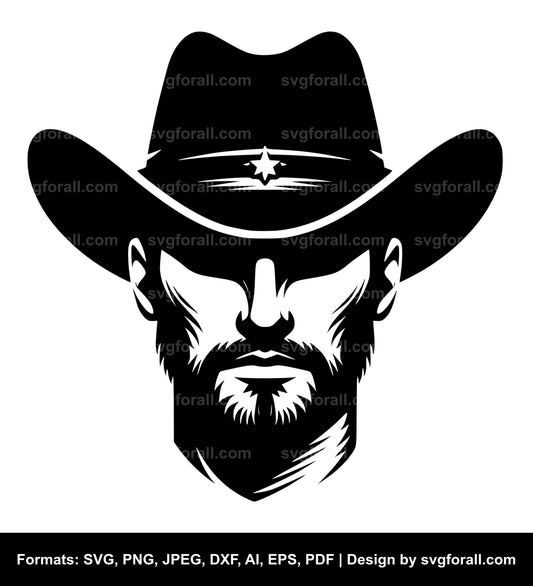 Cowboy Face SVG Vector