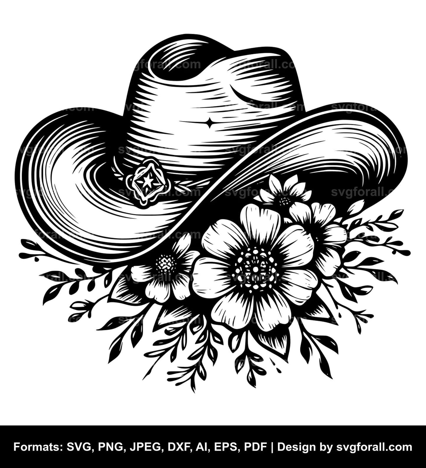 Cowboy Hat With Flowers Cricut SVG