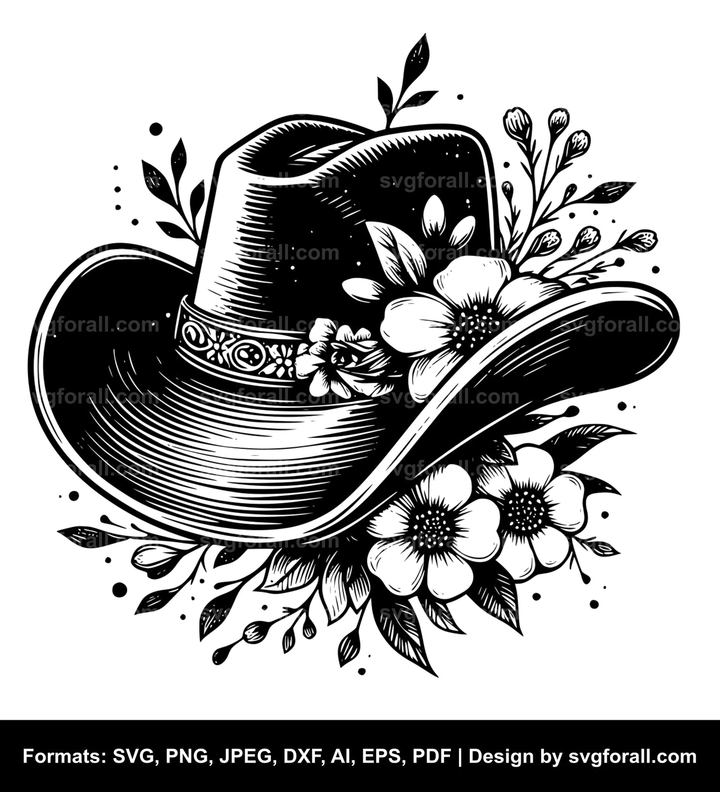 Cowboy Hat With Flowers SVG