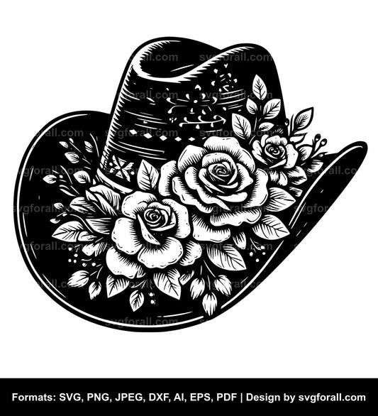 Cowboy Hat With Flowers SVG File