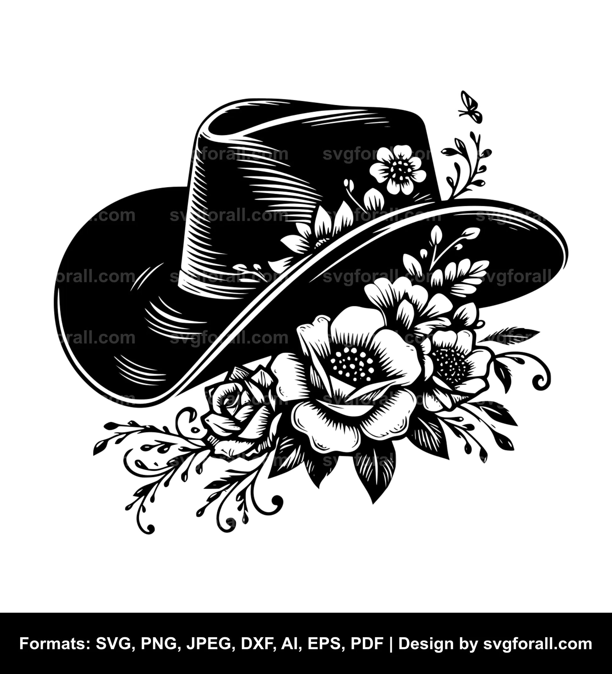 Cowboy Hat With Flowers SVG PNG