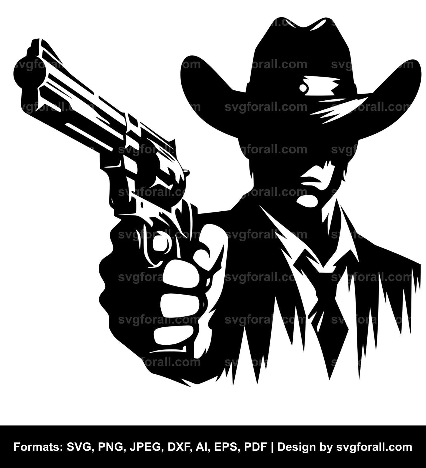 Cowboy Holding Gun Black SVG