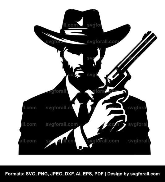 Cowboy Holding Gun Cricut SVG