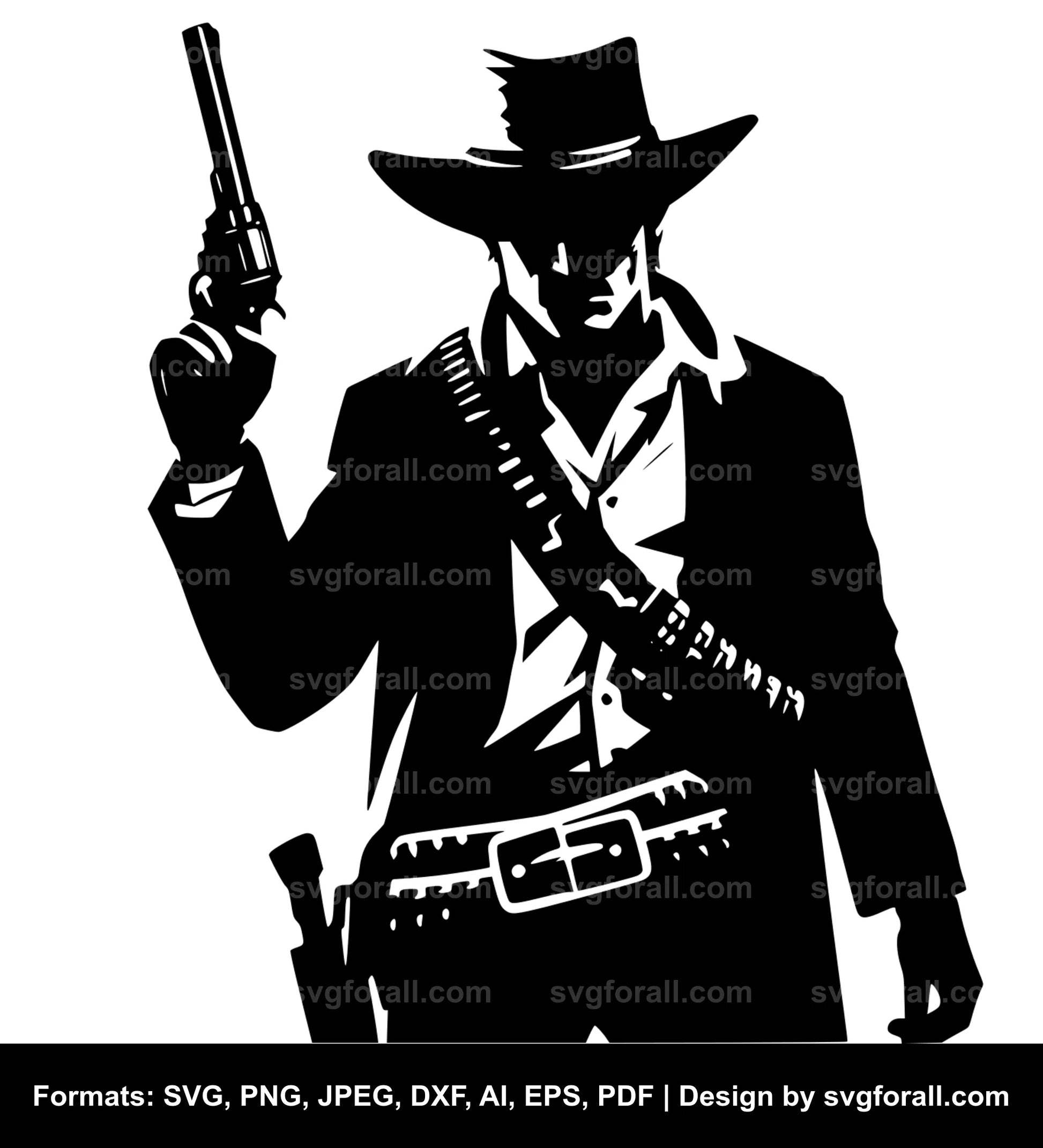 Cowboy Holding Gun For Cricut SVG