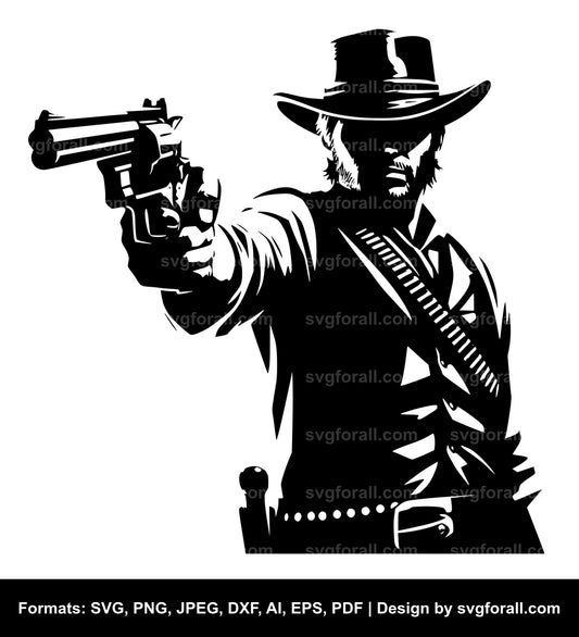 Cowboy Holding Gun SVG