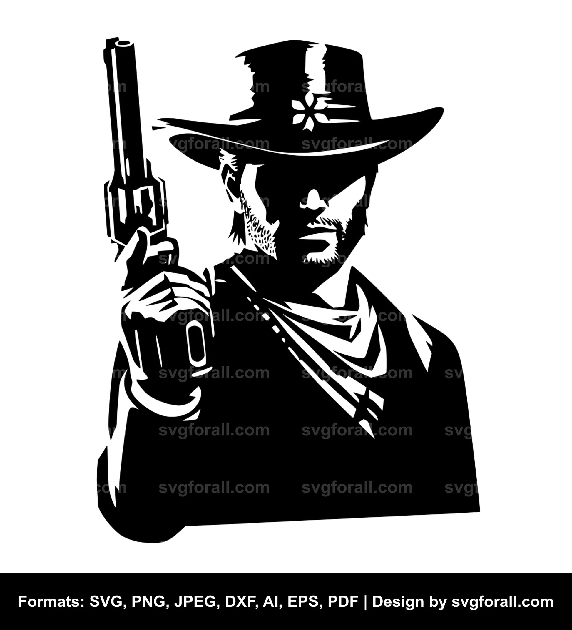 Cowboy Holding Gun SVG Clip Art