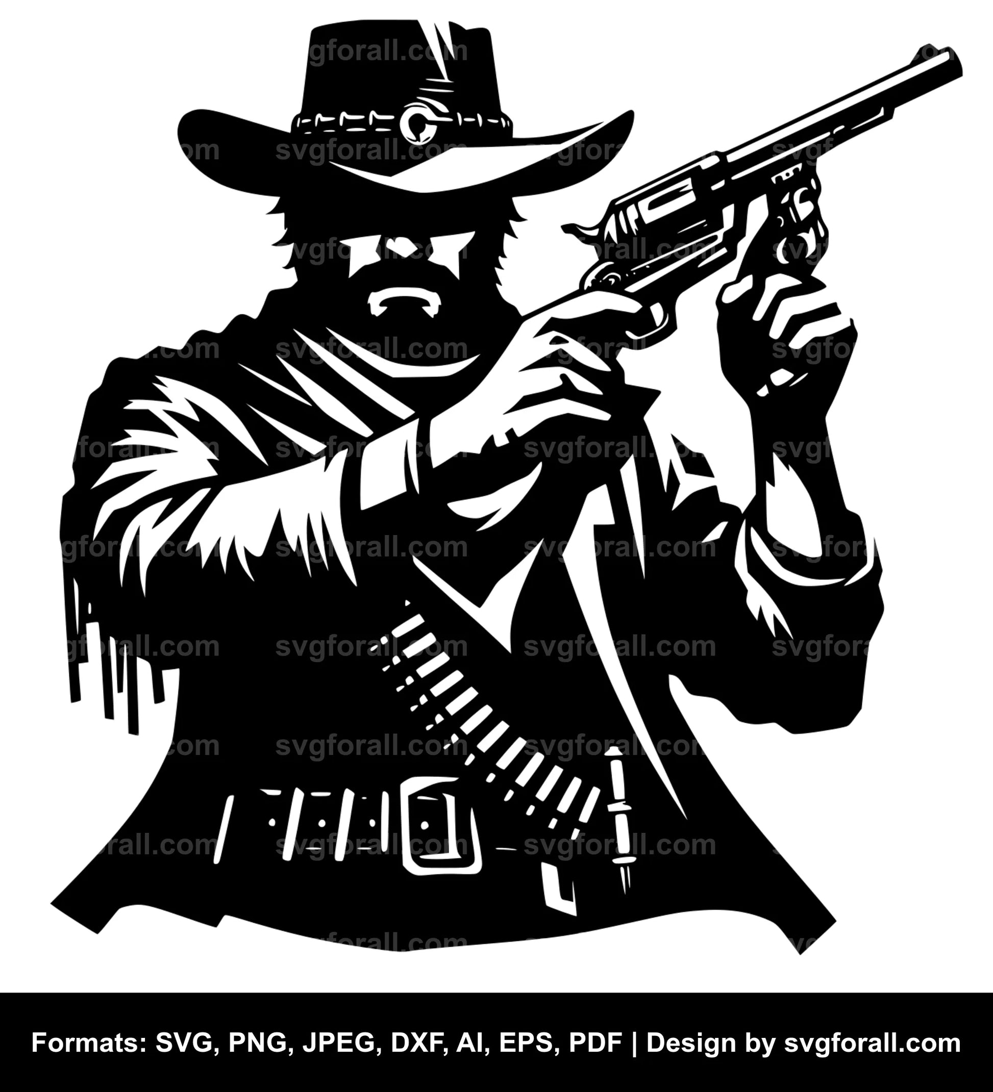 Cowboy Holding Gun SVG Cut File