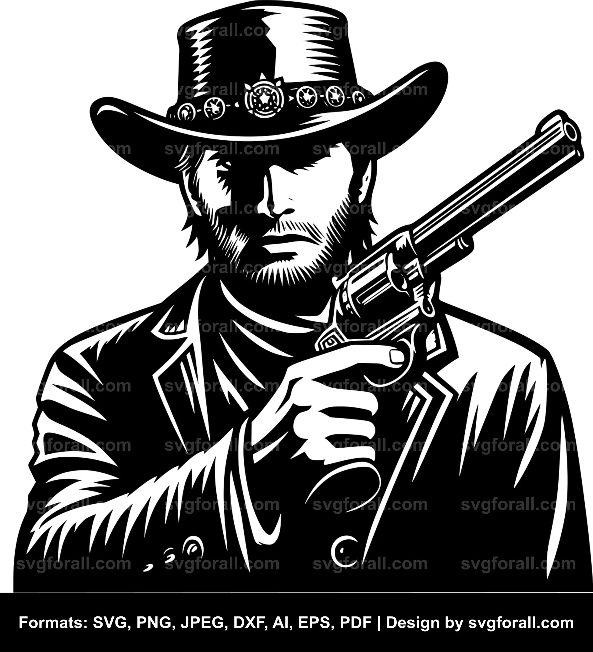 Cowboy Holding Gun SVG Design