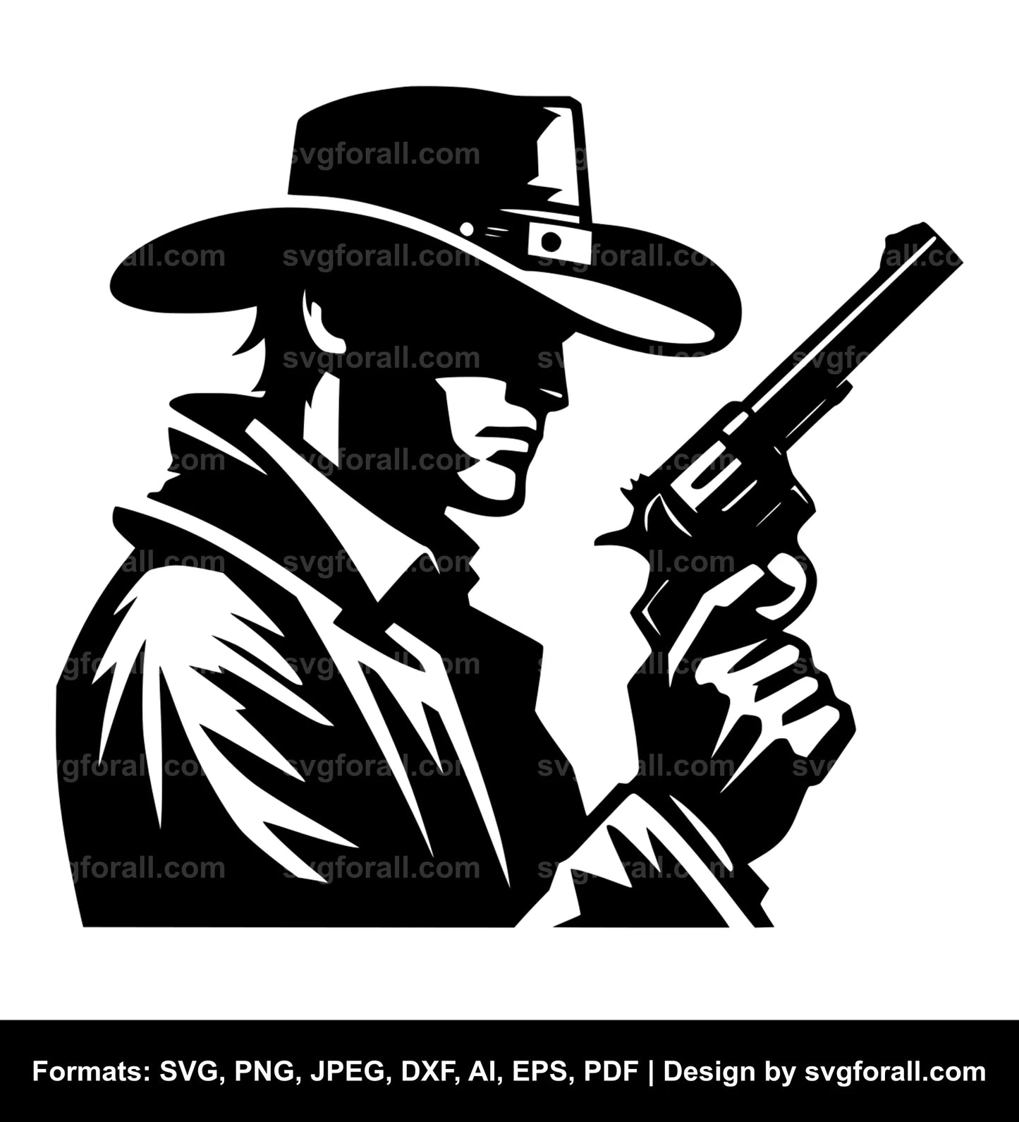 Cowboy Holding Gun SVG Illustration