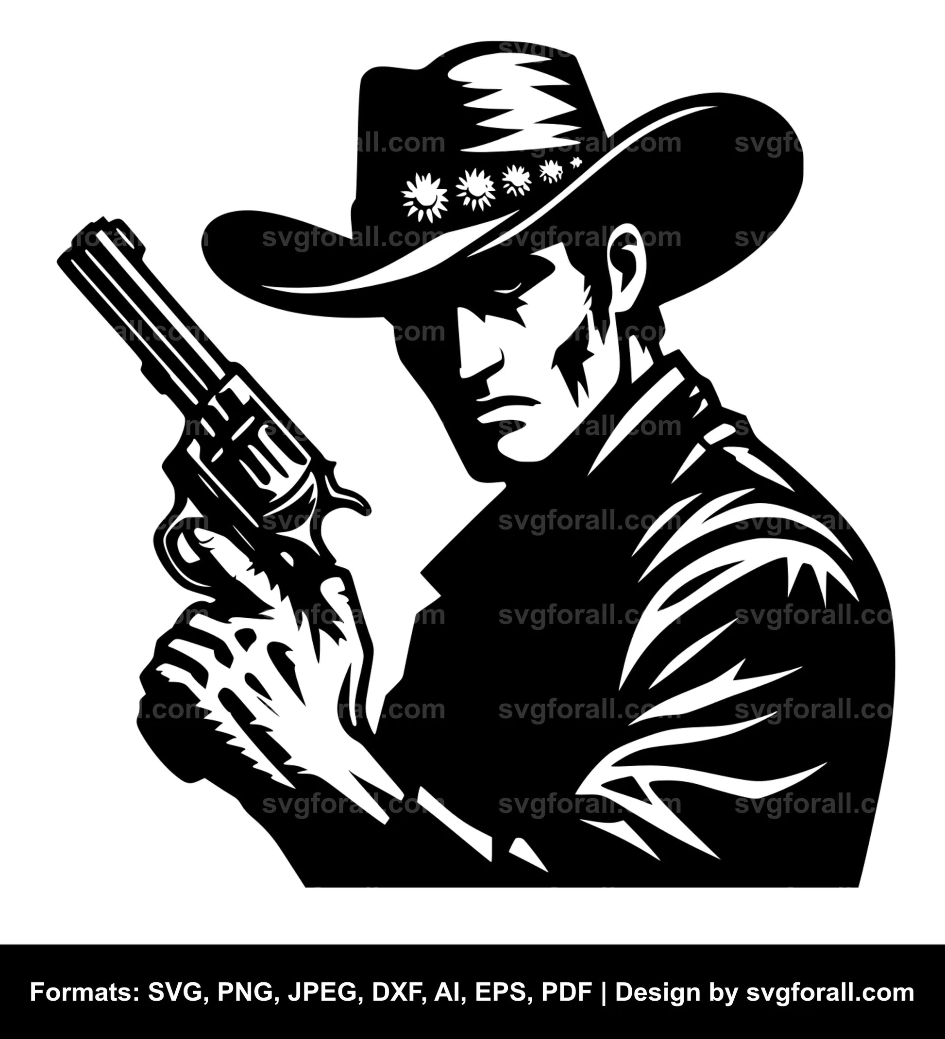 Cowboy Holding Gun SVG PNG