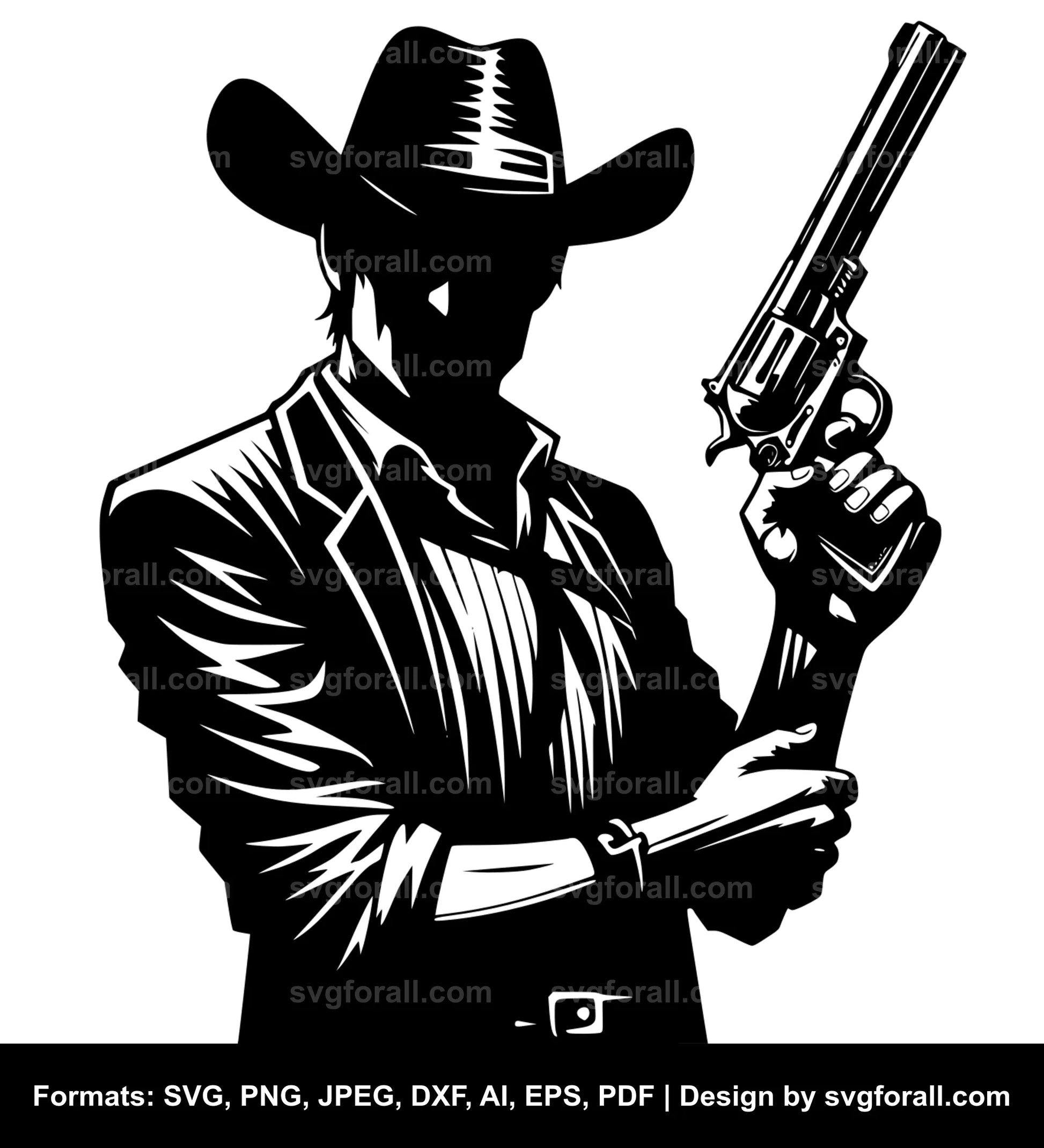 Cowboy Holding Gun SVG PNG Image