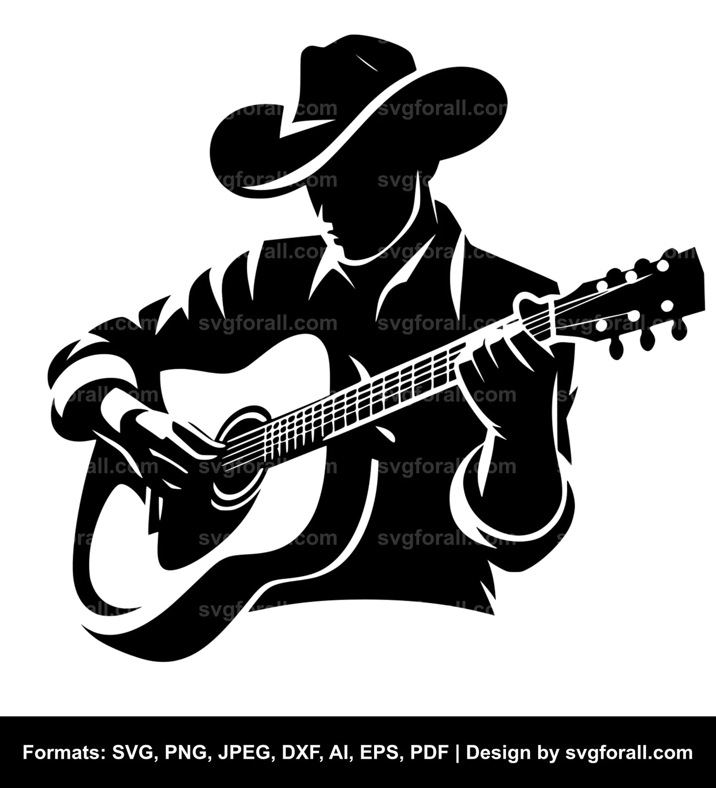 Cowboy Playing Guitar Clipart SVG