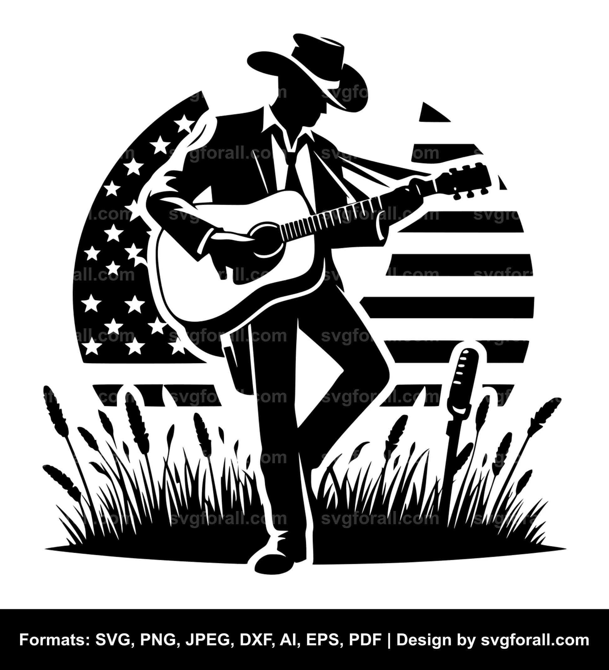 Cowboy Playing Guitar Cricut SVG