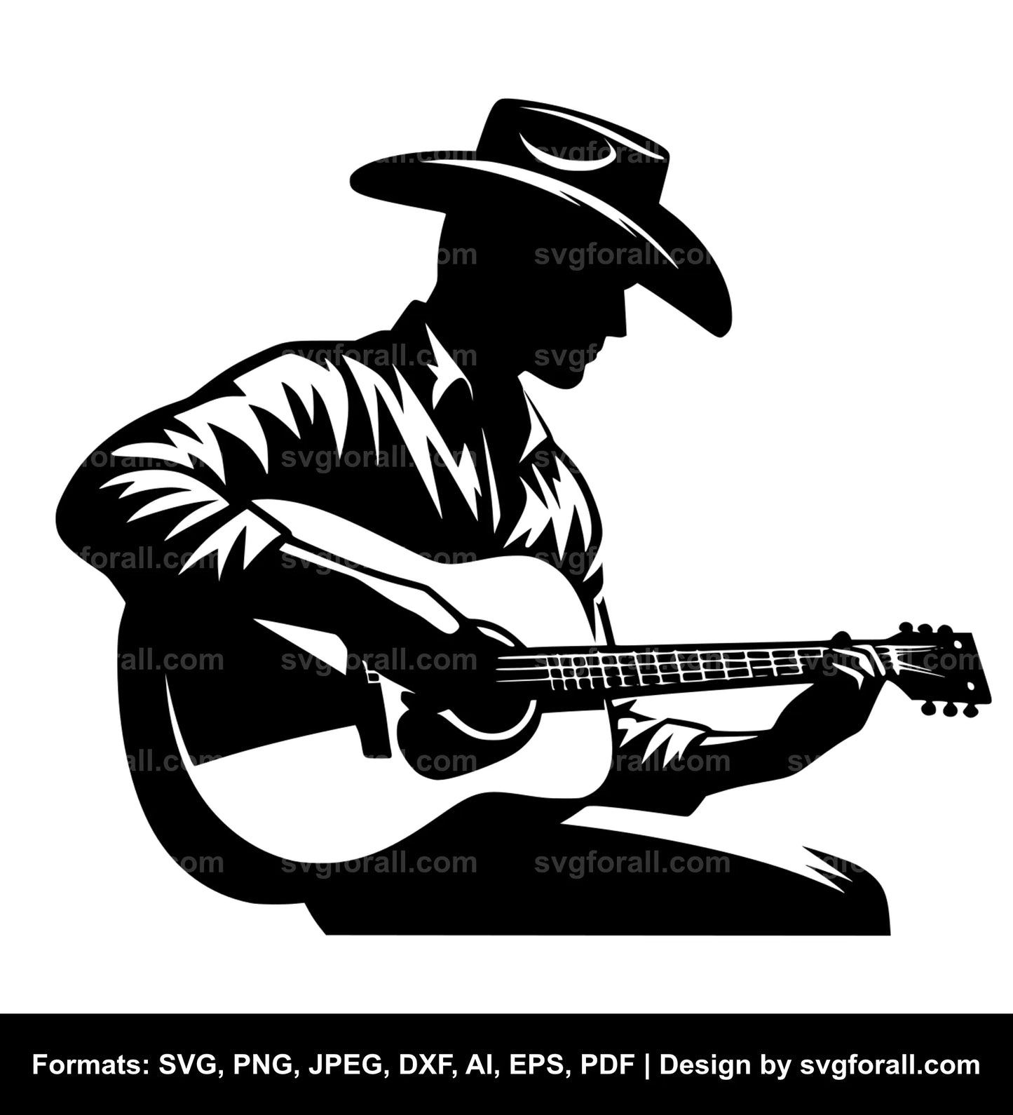 Cowboy Playing Guitar For Cricut SVG