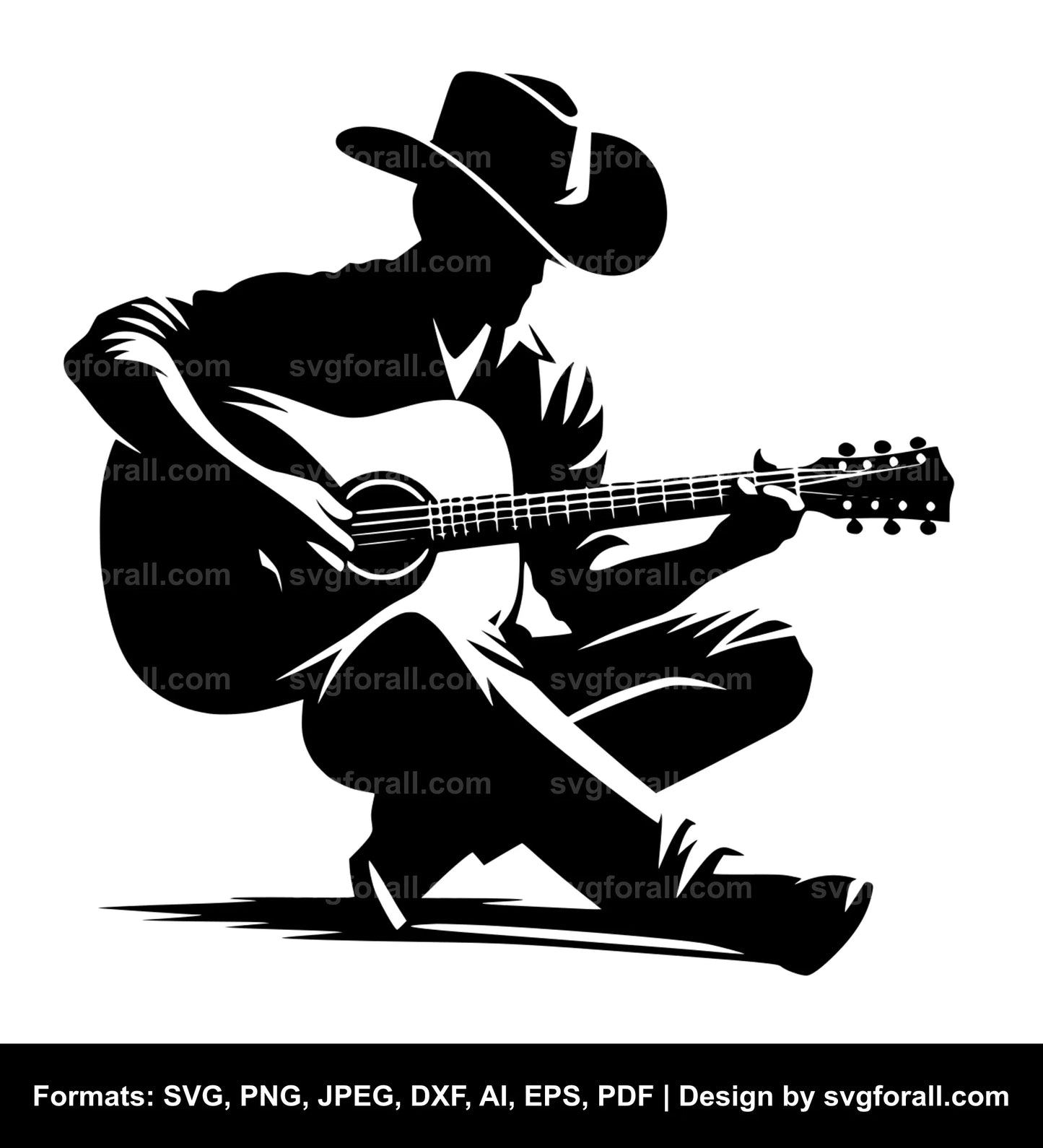 Cowboy Playing Guitar SVG