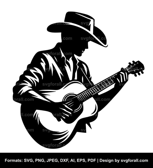 Cowboy Playing Guitar SVG - For Cricut