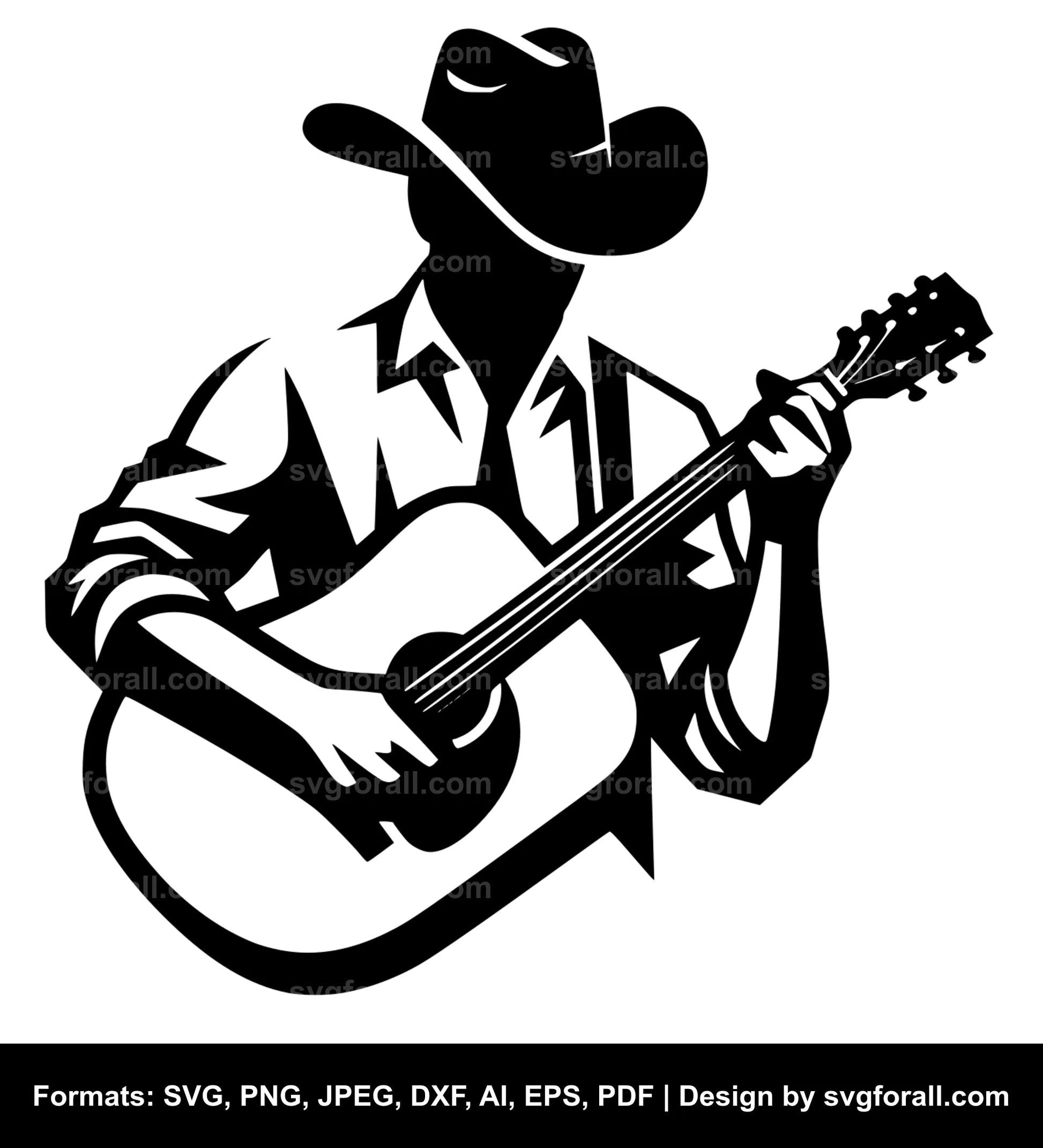 Cowboy Playing Guitar SVG Cut Files