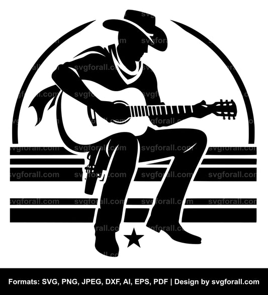 Cowboy Playing Guitar SVG File