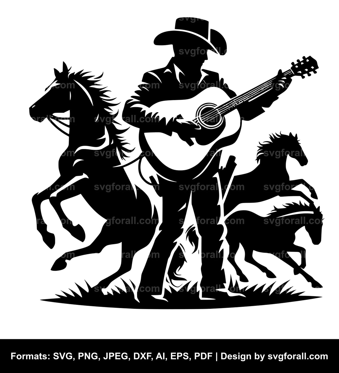 Cowboy Playing Guitar SVG PNG Image