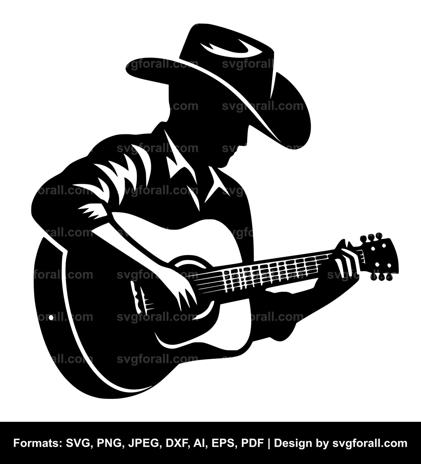 Cowboy Playing Guitar SVG Vector Image