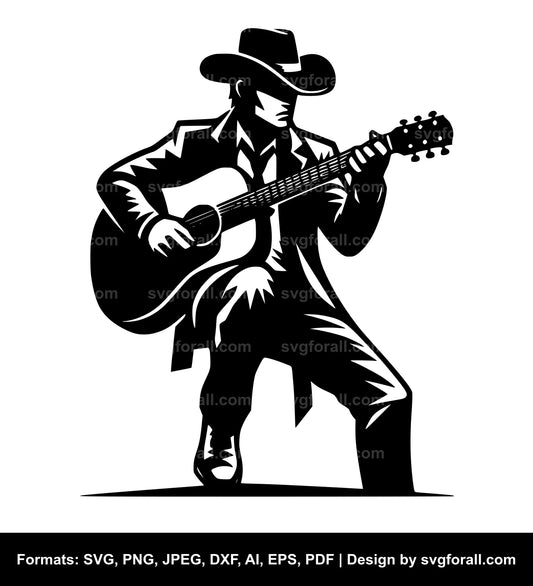 Cowboy Playing Guitar SVG [for Cricut]