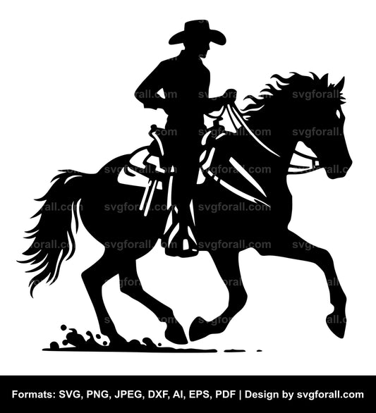 Cowboy Riding Horse Clipart SVG