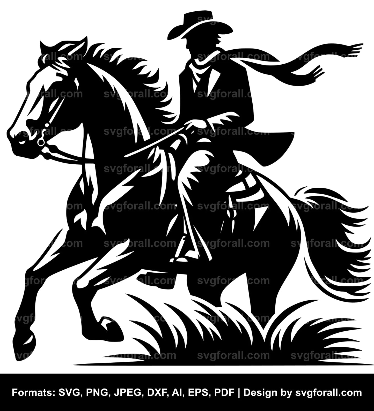 Cowboy Riding Horse SVG