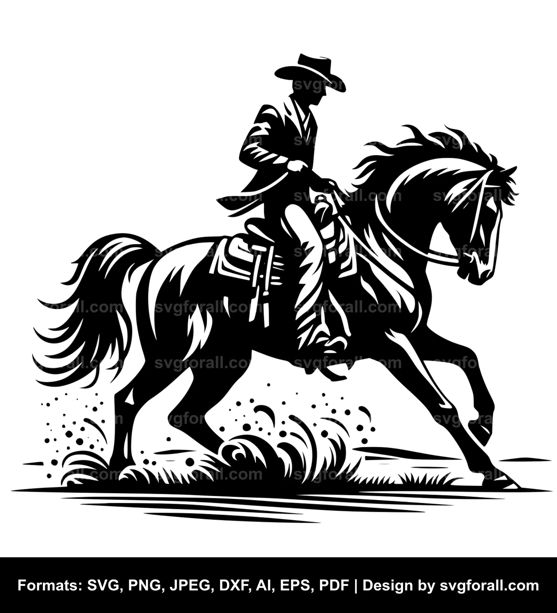 Cowboy Riding Horse SVG Clipart