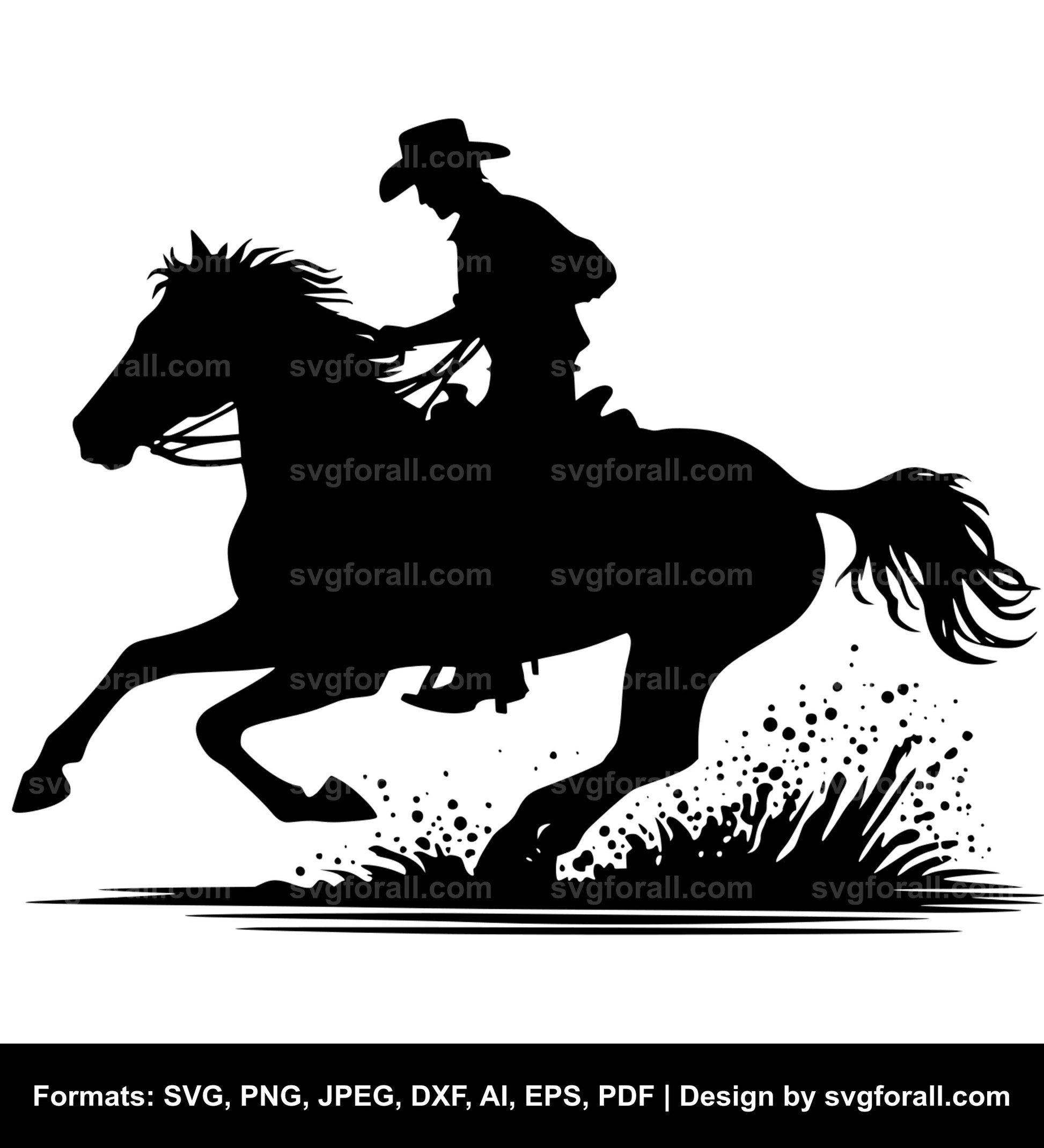 Cowboy Riding Horse SVG Design