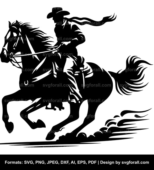 Cowboy Riding Horse SVG PNG