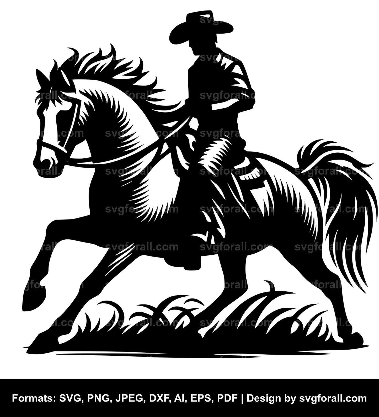 Cowboy Riding Horse SVG Vector