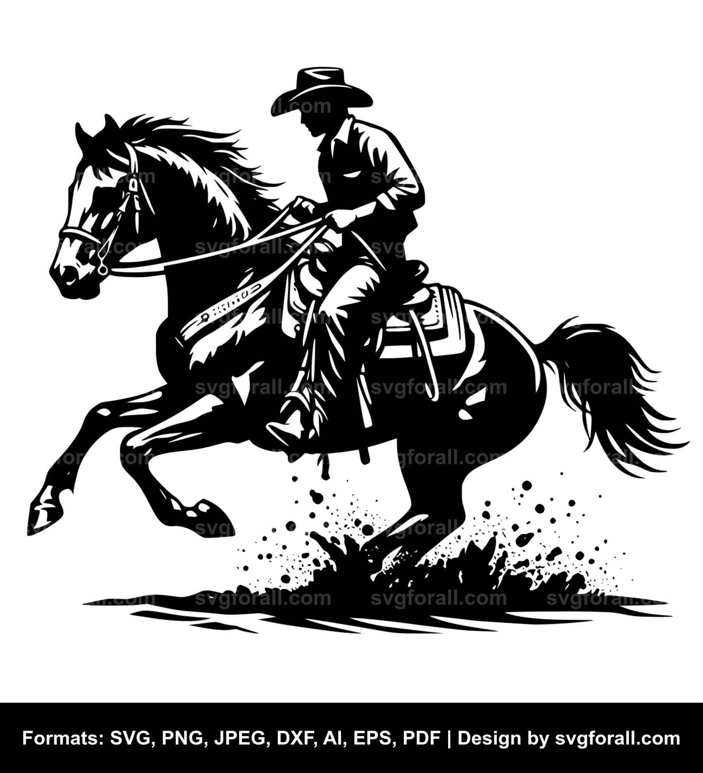 Cowboy Riding Horse Vector SVG