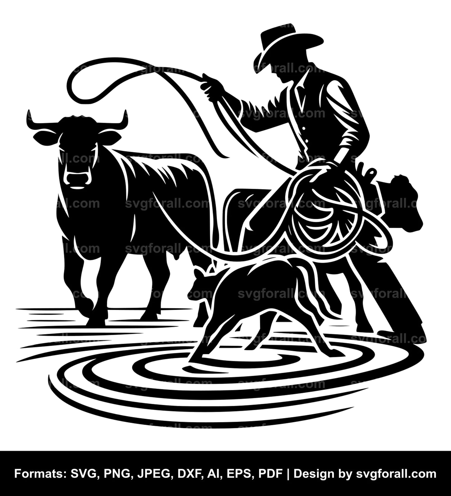 Cowboy Roping Cow SVG