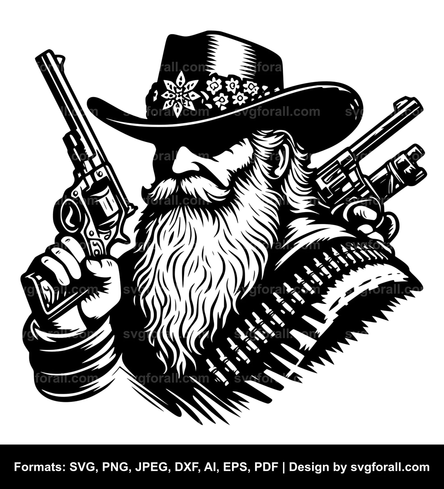 Cowboy Santa Black SVG