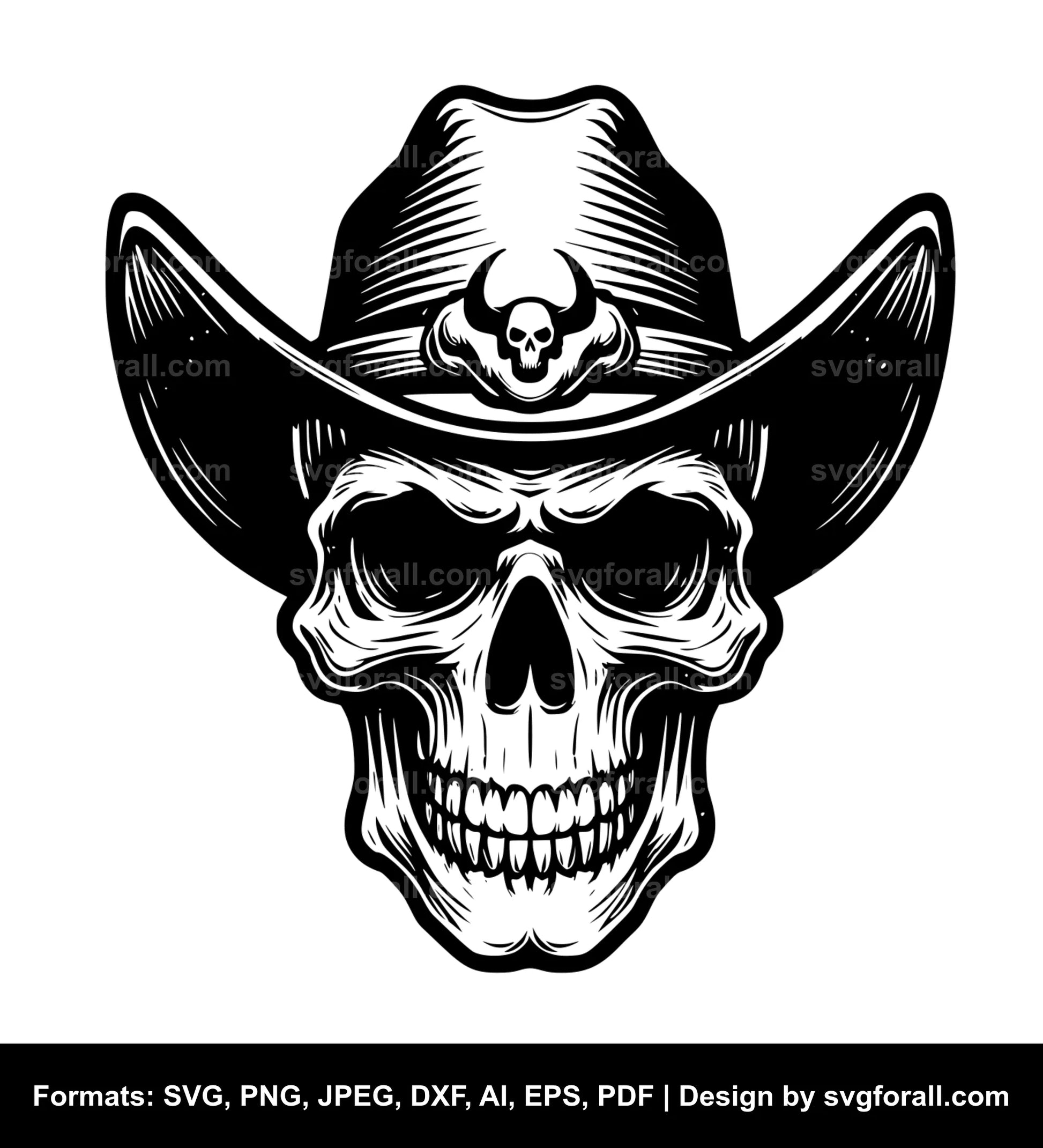 Cowboy Skull Black SVG