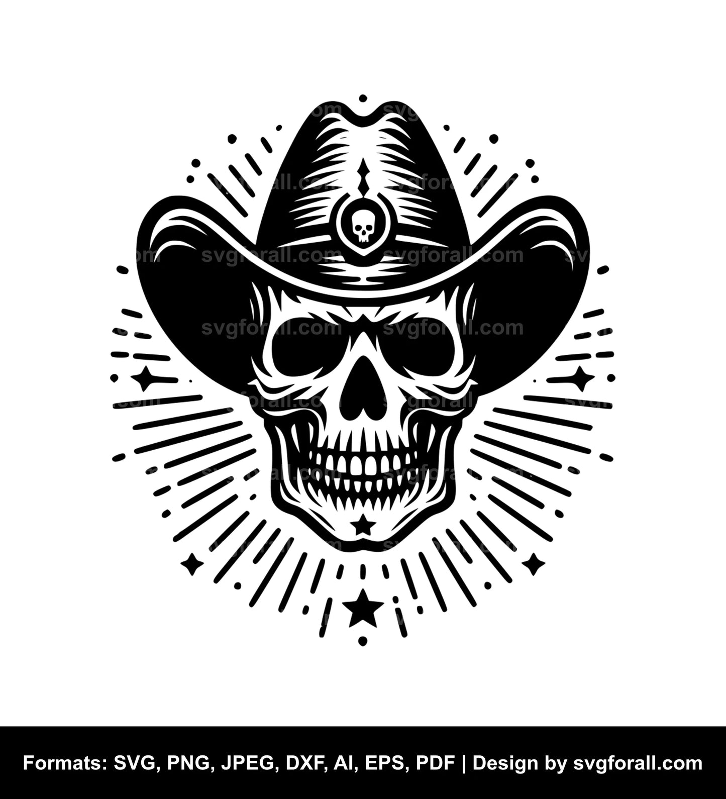 Cowboy Skull SVG Vector