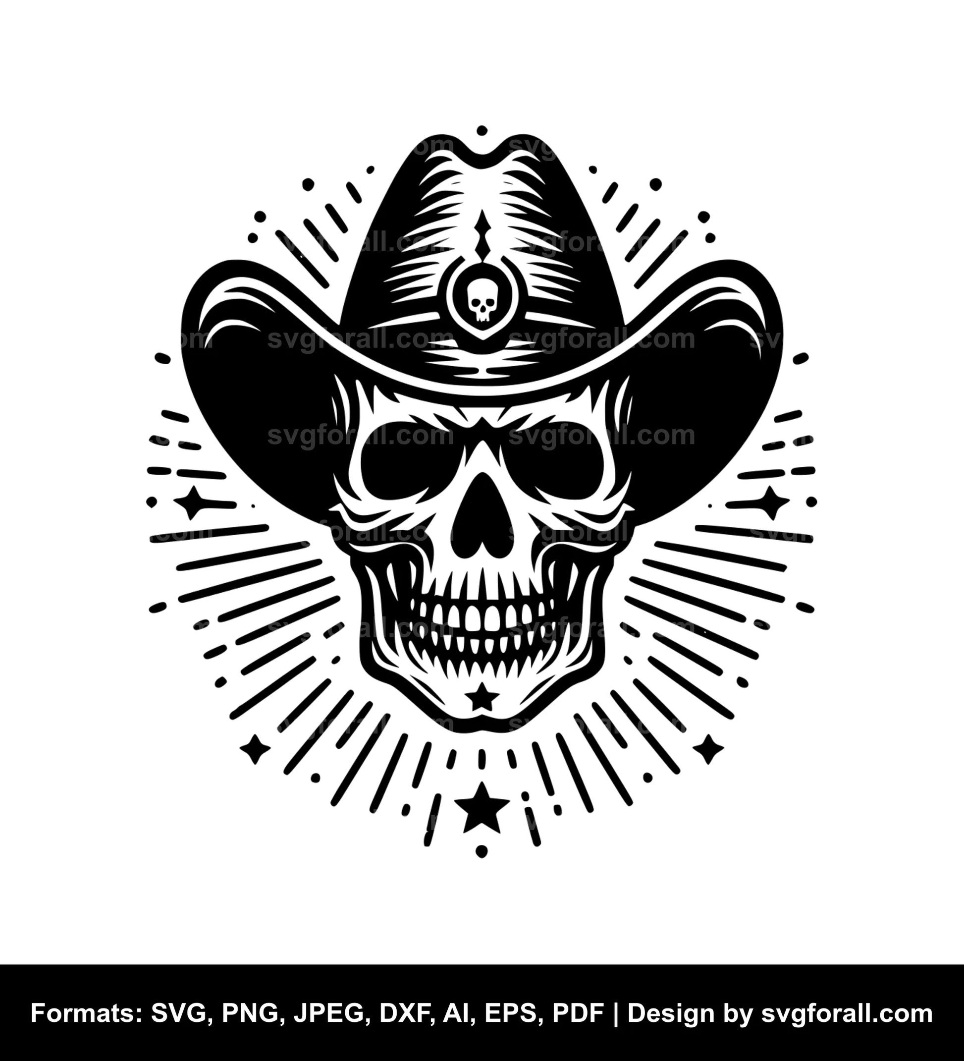 Cowboy Skull SVG Vector