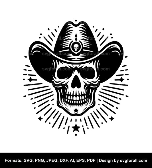 Cowboy Skull SVG Vector