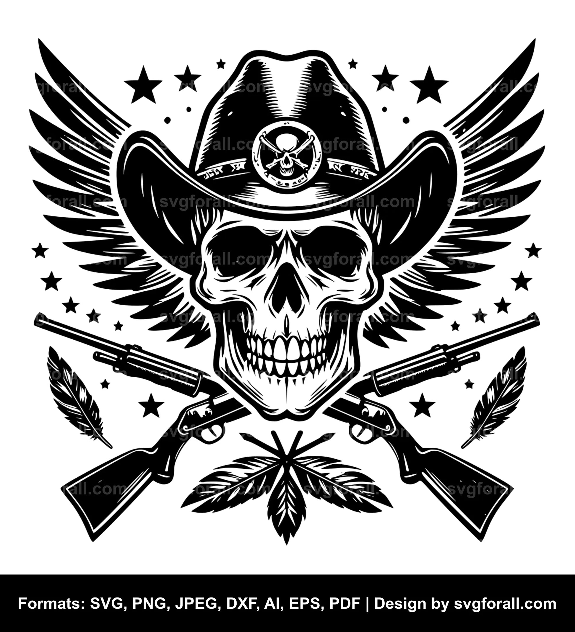 Cowboy Skull Vector SVG