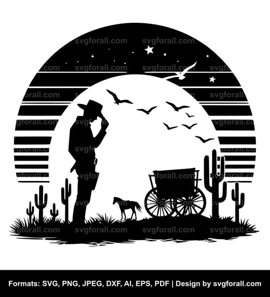 Cowboy Sunset SVG