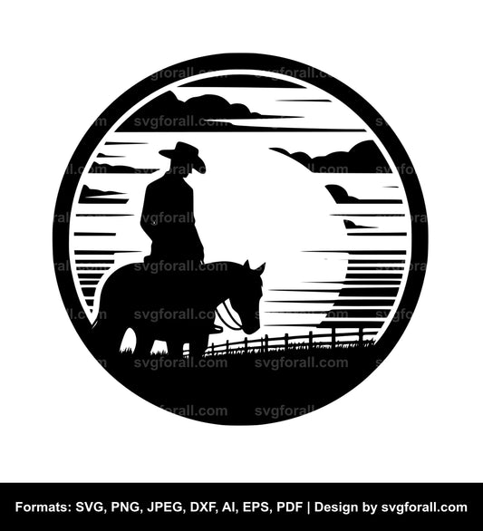 Cowboy Sunset SVG PNG