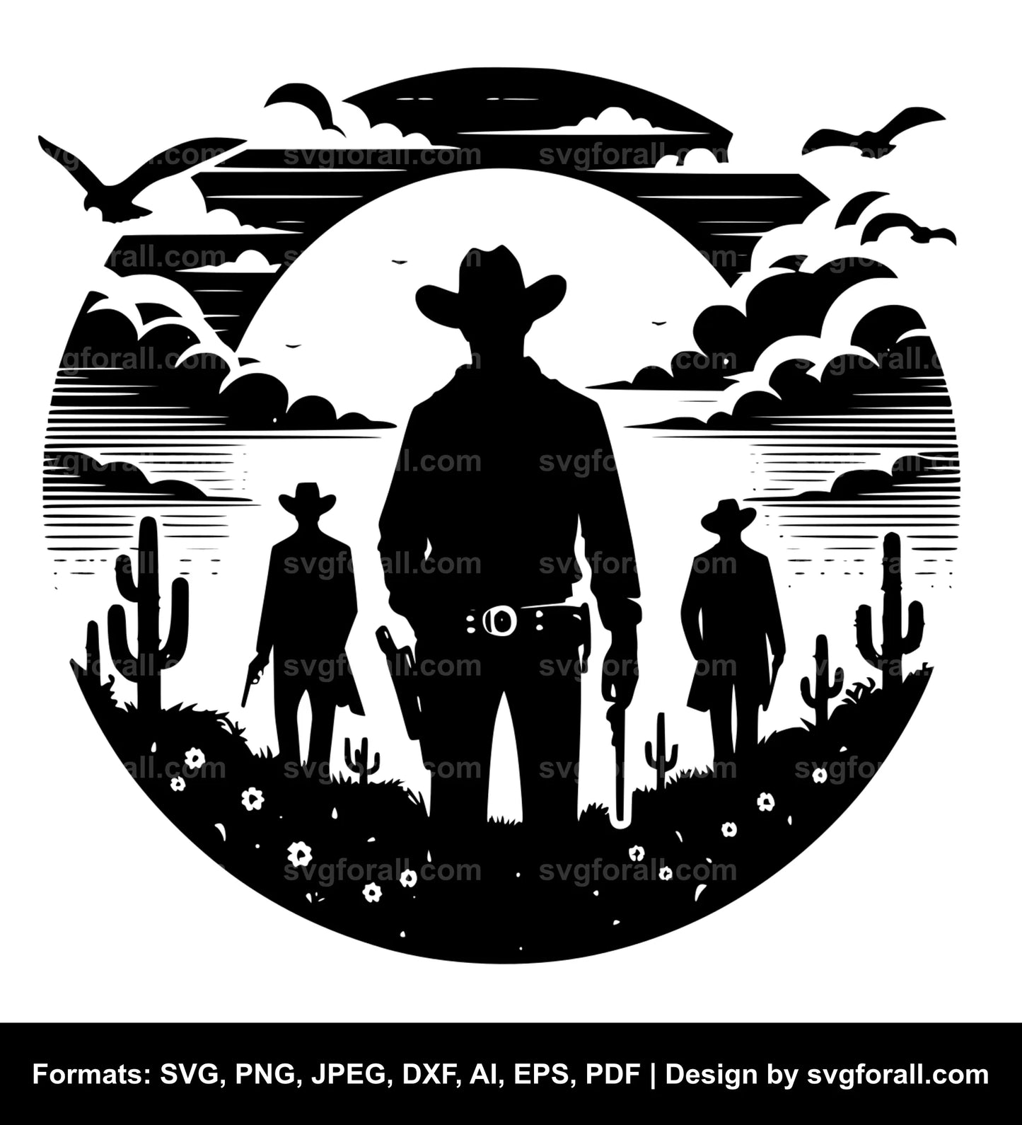 Cowboy Sunset SVG Vector