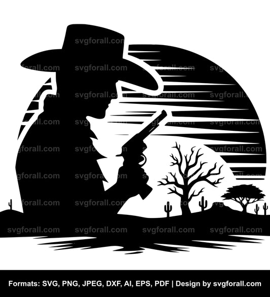 Cowboy Sunset Vector SVG