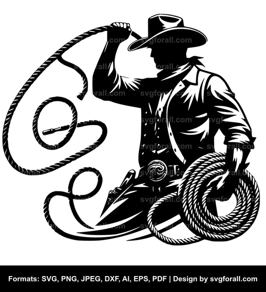 Cowboy With Lasso Rope Clipart SVG