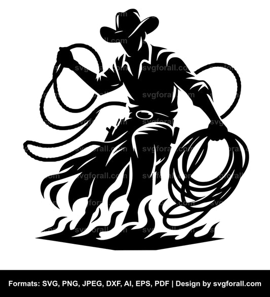 Cowboy With Lasso Rope Cricut SVG