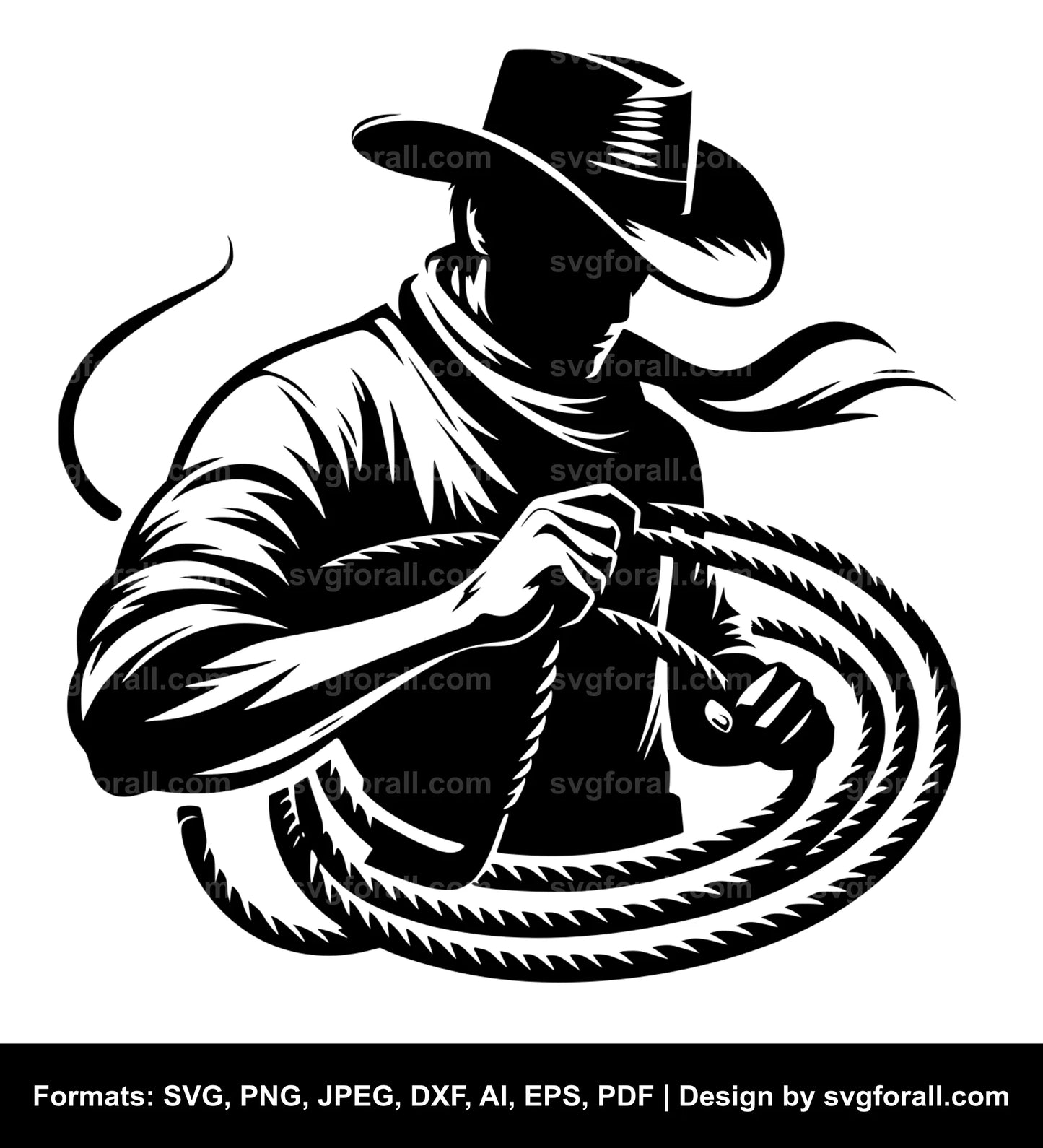 Cowboy With Lasso Rope SVG Design