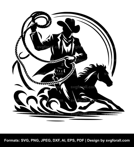 Cowboy With Lasso Rope SVG File