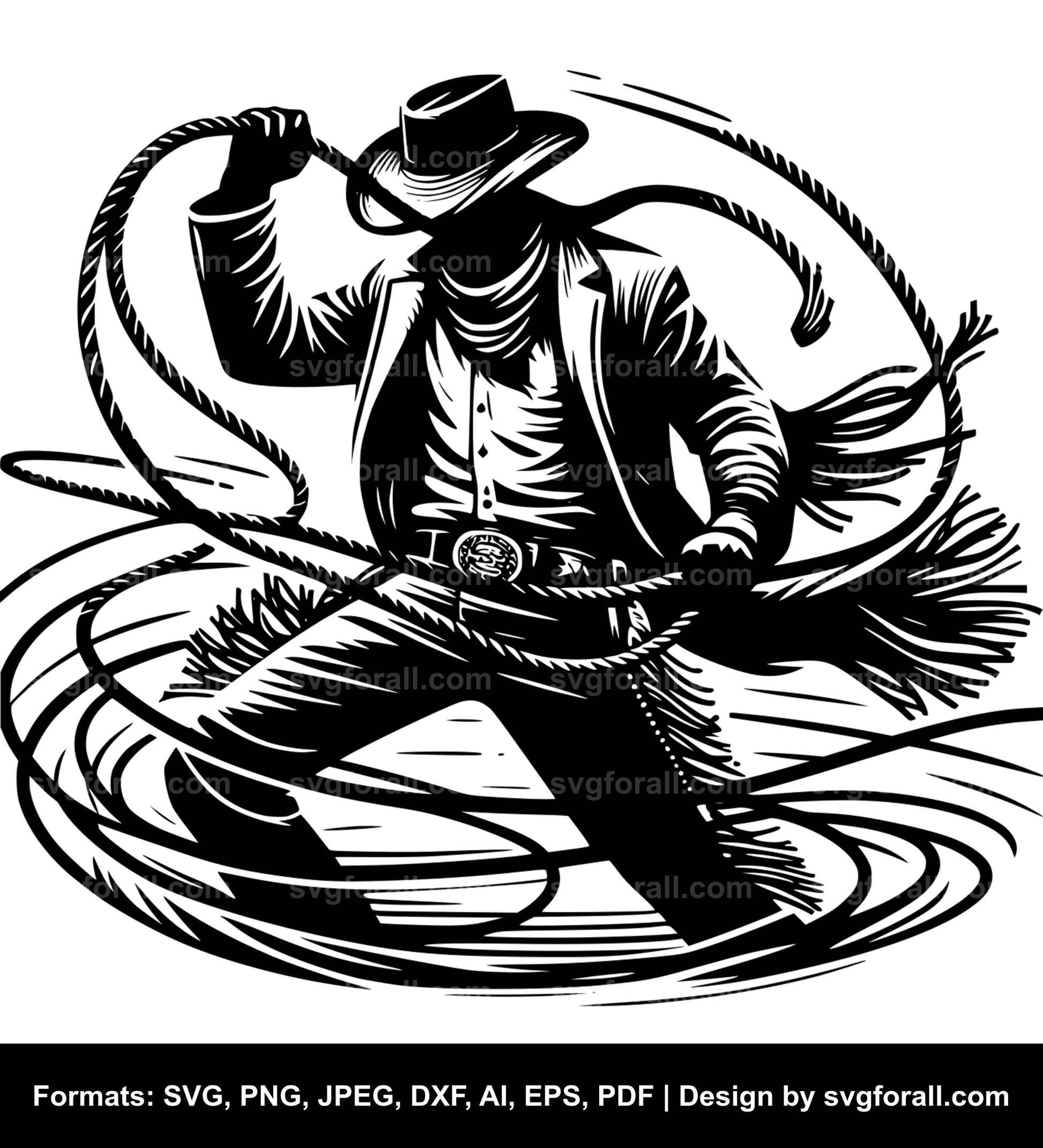 Cowboy With Lasso Rope SVG PNG