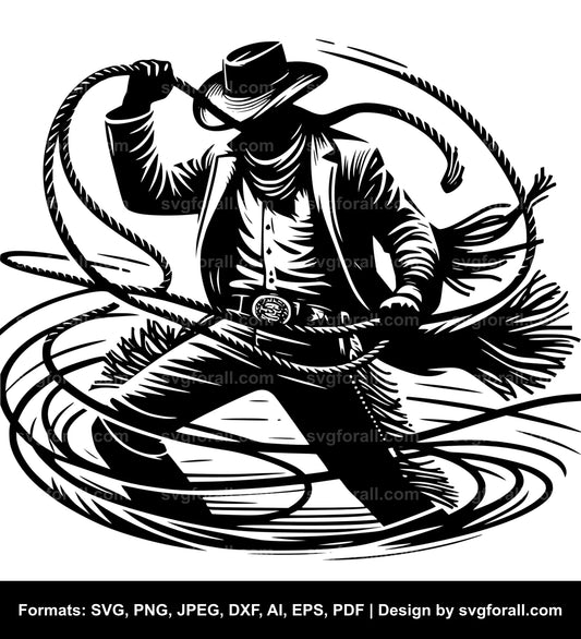 Cowboy With Lasso Rope SVG PNG